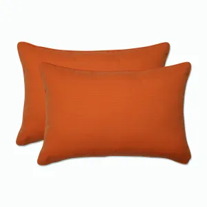 Outdoor/Indoor Sundeck Orange Over-sized Rectangular Throw Pillow (Set of 2)