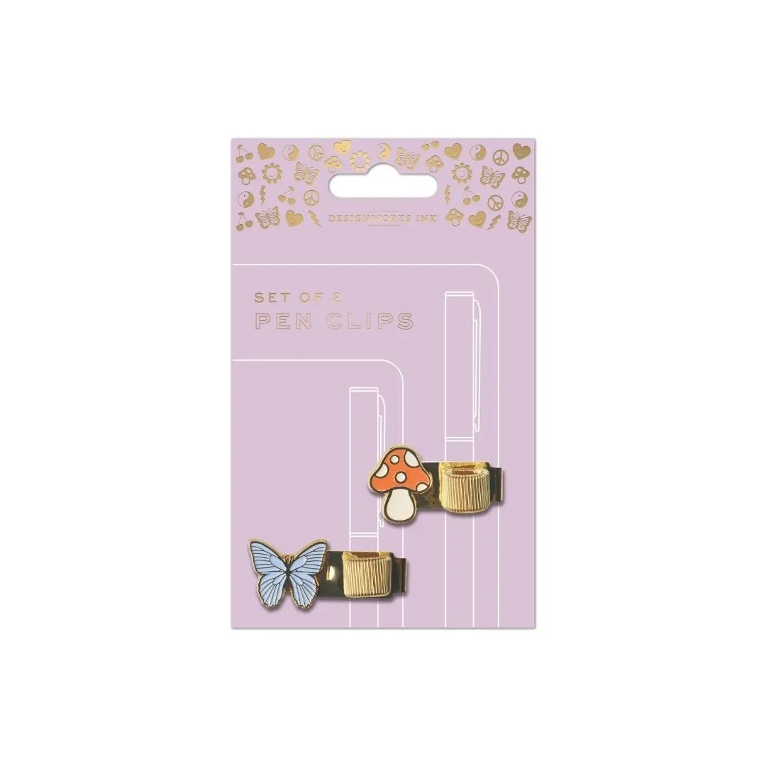 Pen Clips Butterfly & Mushroom