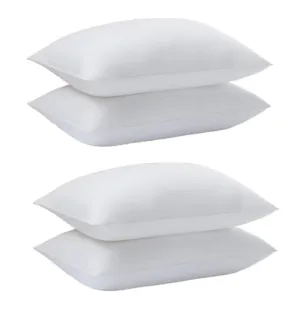 Perfect Sleeper 17x27 Inch Set of 4 Pillows, Soft Density for Stomach and Back Sleepers, Standard, Pack of 4, White, 43 x 69 cm - Plain White