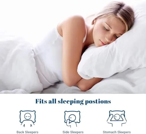 Perfect Sleeper 17x27 Inch Set of 4 Pillows, Soft Density for Stomach and Back Sleepers, Standard, Pack of 4, White, 43 x 69 cm - Plain White