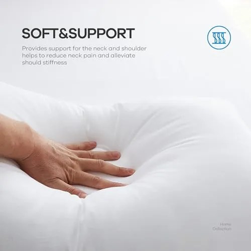 Perfect Sleeper 20x26 Inch Set of 4 Pillows, Soft Density for Stomach and Back Sleepers, Standard, Pack of 4, White, 51 x 66 cm - Plain White