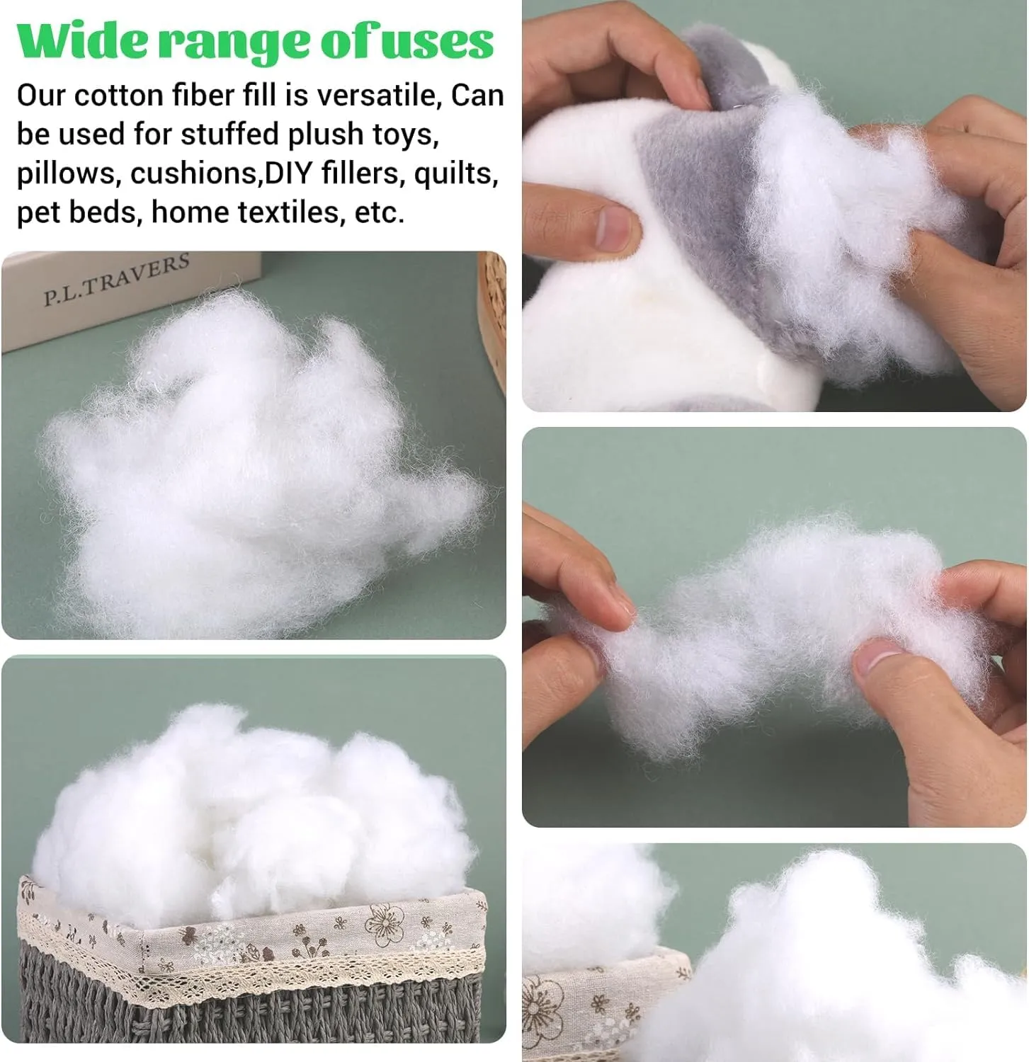 Perfect Sleeper Premium 1kg Polyester Fiber Filler: Cloud-Like Softness for Pillows, Soft Toys, and Crochet Projects - Ideal Synthetic Alternative to Cotton with Durable Resilienc