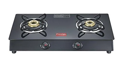 Prestige Marvel Plus Aluminum 2 Burner Gas Stove, Black