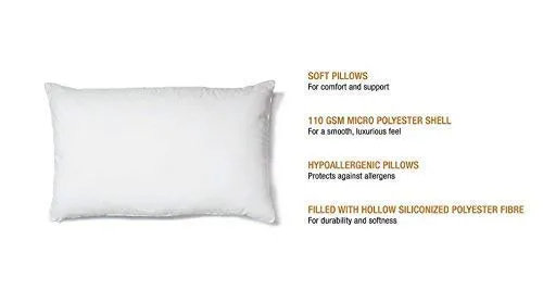 PumPum Polyester Pillow, Standard, White, 6 Pieces