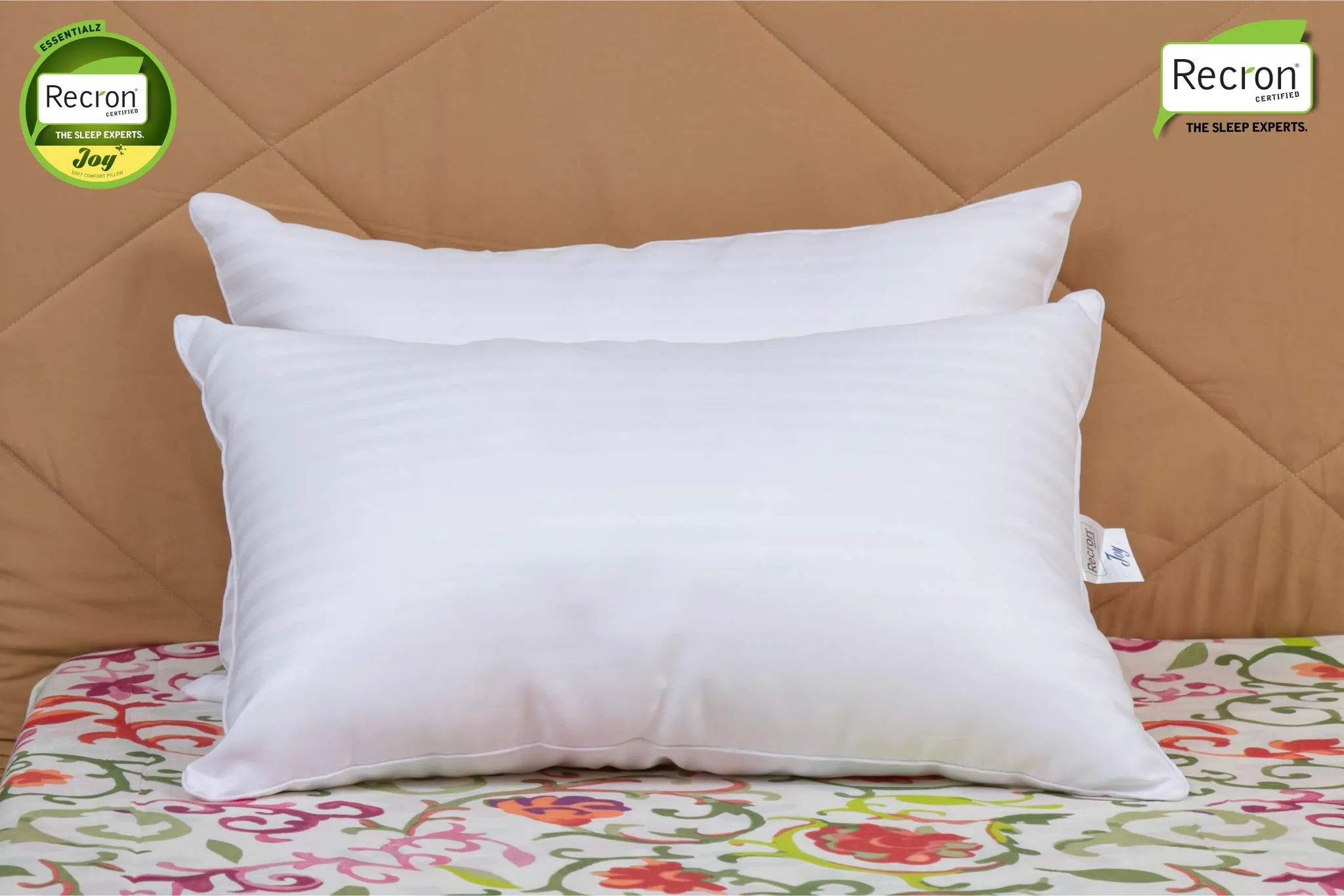 Recron Certified Joy Comfort Cotton Pillow, 61"cm x 40"cm, White