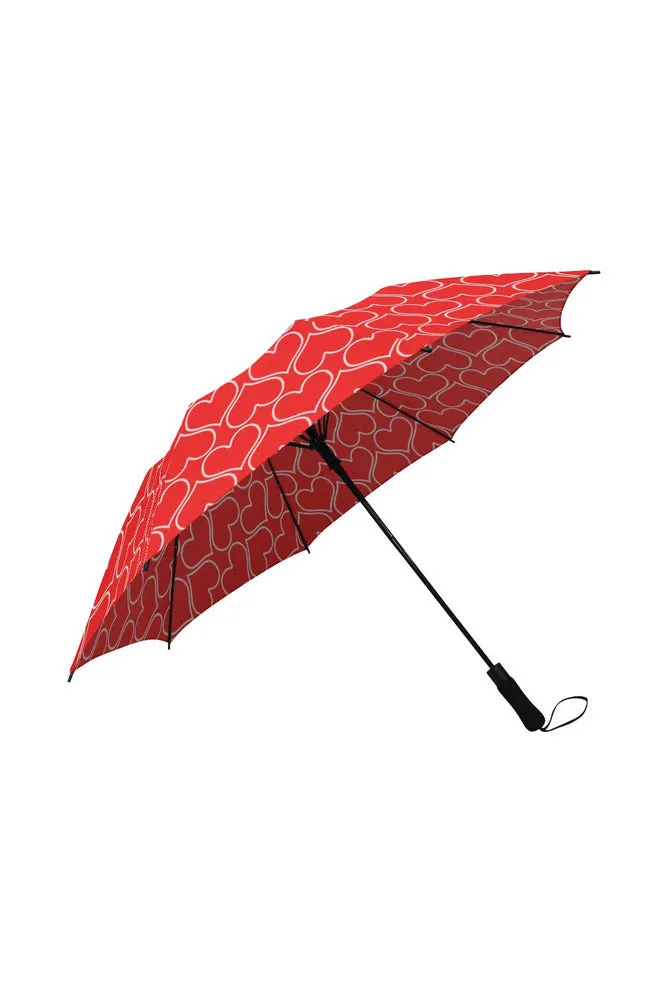 Red Hearts Semi-Automatic Foldable Umbrella