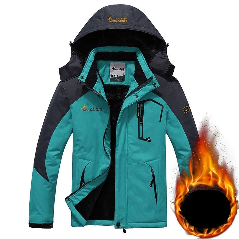 Winter  Men Waterproof Thermal Thick Warm  Hooded Windbreaker Fleece Jacket