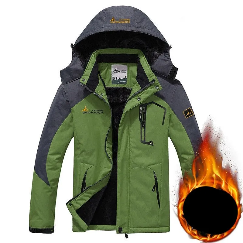 Winter  Men Waterproof Thermal Thick Warm  Hooded Windbreaker Fleece Jacket