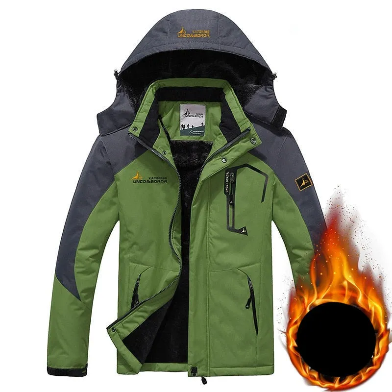 Winter  Men Waterproof Thermal Thick Warm  Hooded Windbreaker Fleece Jacket