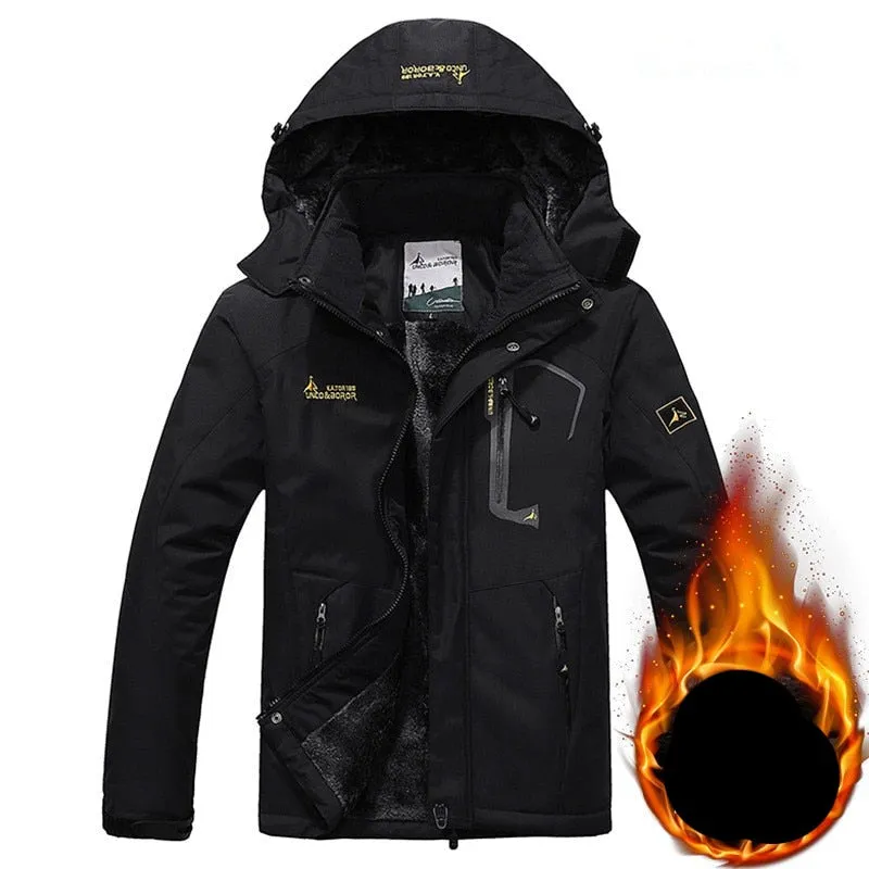 Winter  Men Waterproof Thermal Thick Warm  Hooded Windbreaker Fleece Jacket