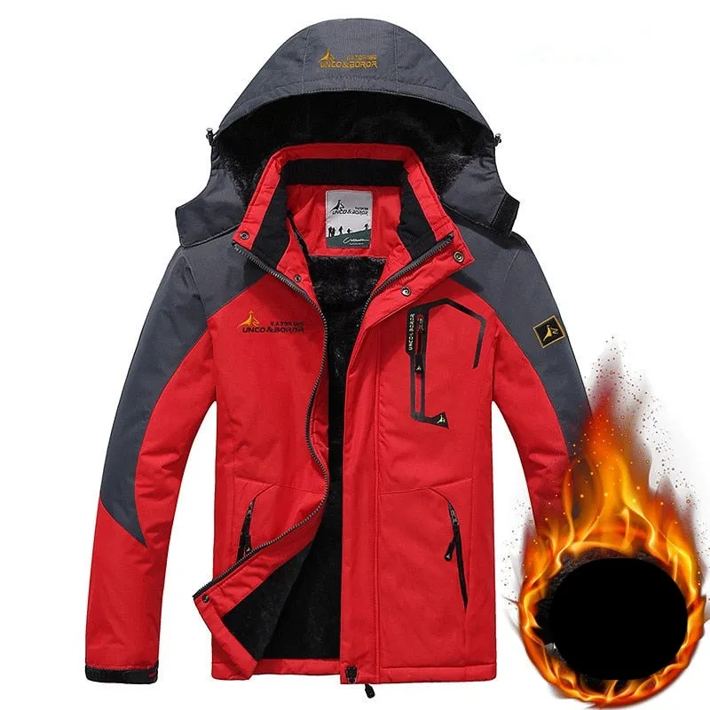 Winter  Men Waterproof Thermal Thick Warm  Hooded Windbreaker Fleece Jacket