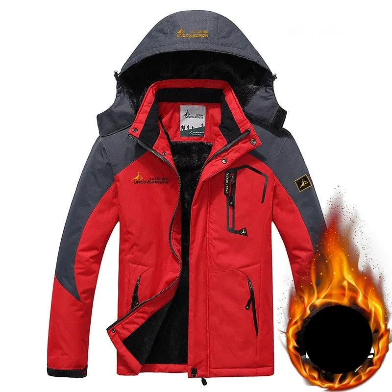 Winter  Men Waterproof Thermal Thick Warm  Hooded Windbreaker Fleece Jacket