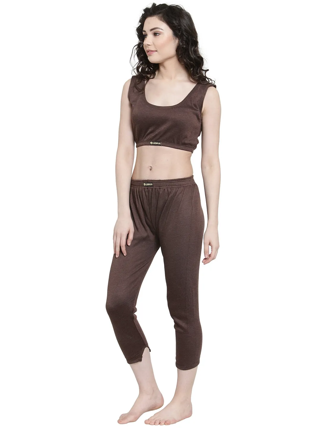 WOMEN'S SOLID INNER THERMAL WEAR TOP AND BOTTOM SET