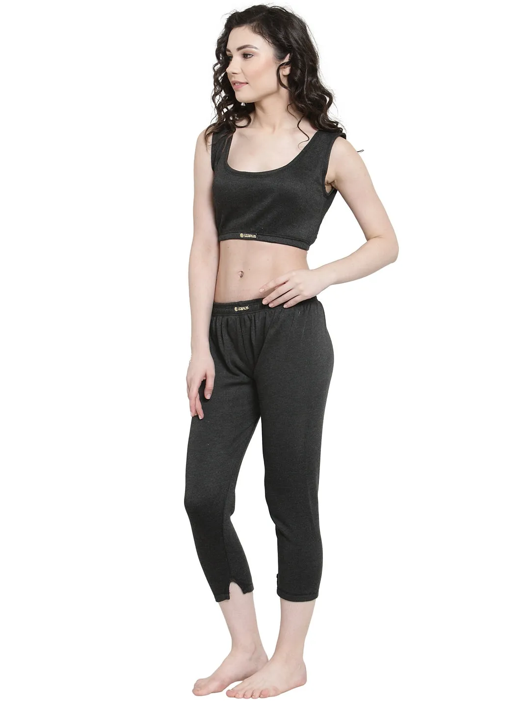 WOMEN'S SOLID INNER THERMAL WEAR TOP AND BOTTOM SET