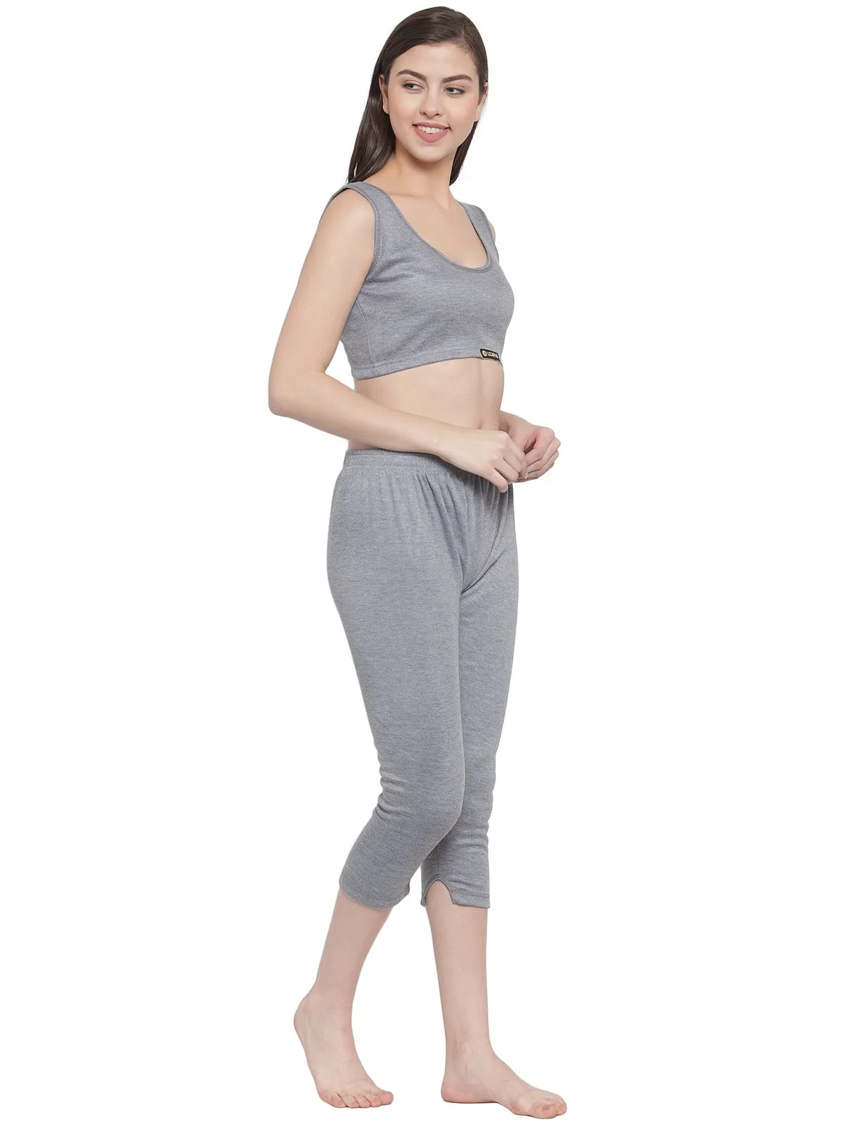 WOMEN'S SOLID INNER THERMAL WEAR TOP AND BOTTOM SET