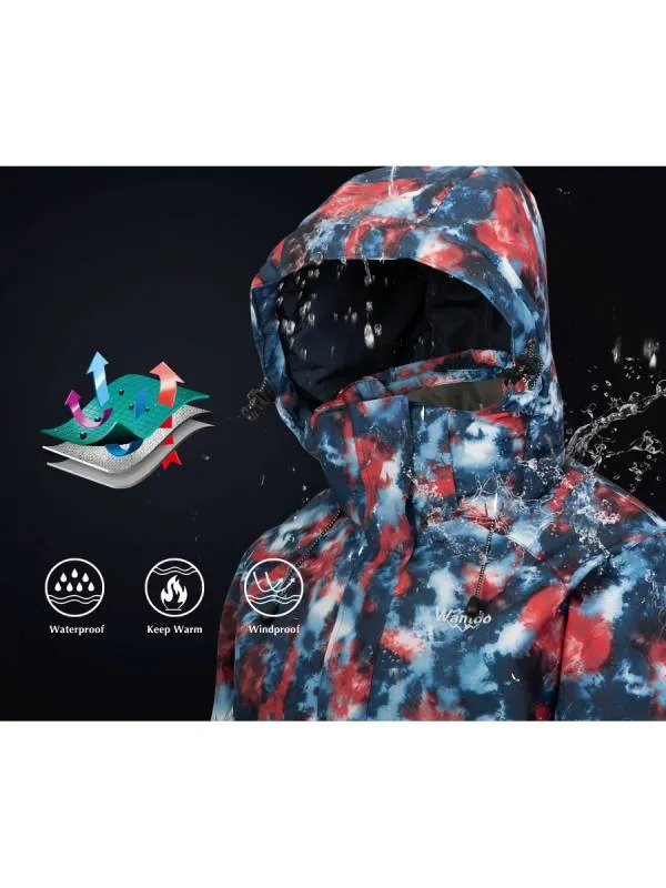 Women's Waterproof Ski Jacket Colorful Printed Winter Parka Fully Taped Seams Atna Printed